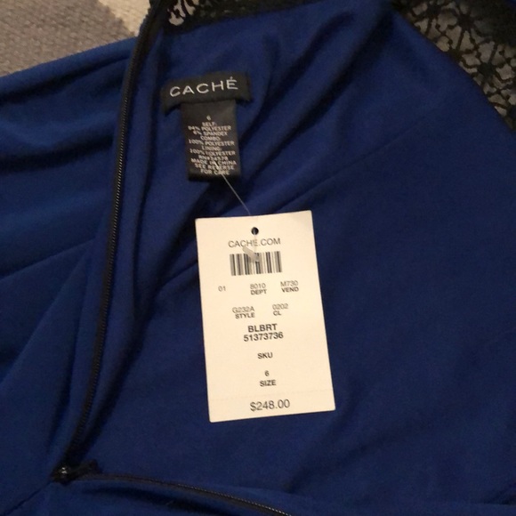 NWT Cache royal blue long formal w/ black accent - Picture 4 of 4